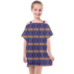 Bitcoin Logo Pattern Kids  One Piece Chiffon Dress by ExtraAwesomeSauce