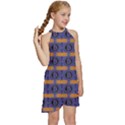 Bitcoin Logo Pattern Kids  Halter Collar Waist Tie Chiffon Dress View3