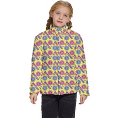 Colorful Bitcoin Pattern Kids  Puffer Bubble Jacket Coat by ExtraAwesomeSauce