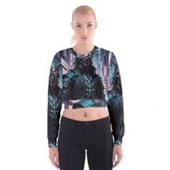 Cyberpunk Demon Samurai Cropped Sweatshirt by AwesomeSauce