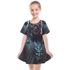 Cyberpunk Demon Samurai Kids  Smock Dress by AwesomeSauce