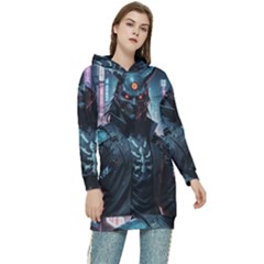 Cyberpunk Demon Samurai Women s Long Oversized Pullover Hoodie by AwesomeSauce