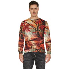 Forest Path Red Nature Men s Fleece Sweatshirt by Bedest