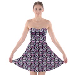 Sugar Skull Cat Pattern Strapless Bra Top Dress by ExtraAwesomeSauce