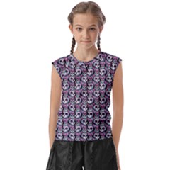 Sugar Skull Cat Pattern Kids  Raglan Cap Sleeve T-shirt by ExtraAwesomeSauce