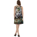 Epic Armored Cat Warrior Round Neck Sleeve Casual Dress With Pockets View4