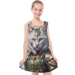 Epic Armored Cat Warrior Kids  Cross Back Dress by ExtraGoodSauce