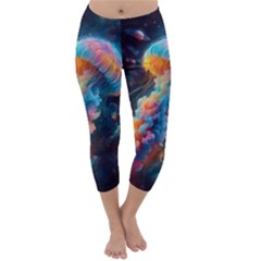 Cosmic Jellyfish Artwork Capri Winter Leggings  by ExtraGoodSauce