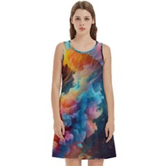 Cosmic Jellyfish Artwork Round Neck Sleeve Casual Dress With Pockets by ExtraAwesomeSauce