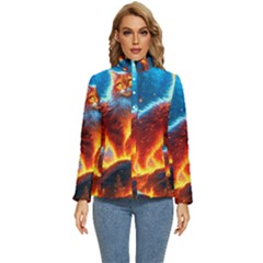 Enchanted Fire Feline Women s Puffer Bubble Jacket Coat by ExtraAwesomeSauce