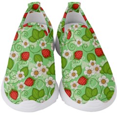 Strawberries Pattern Seamless Kids  Slip On Sneakers by Posterlux