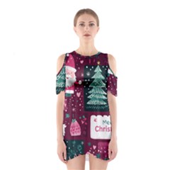 Christmas Santa Claus Shoulder Cutout One Piece Dress by Posterlux