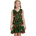 Texture, Pattern, Red, Craciun, Christmas, Hat, Santa, Green Kids  Sleeveless Tiered Mini Dress View1