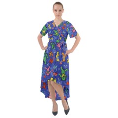 Grateful Dead Dancing Bears Pattern Front Wrap High Low Dress by Salmanaz77