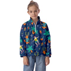 Colorful Funny Christmas Pattern Kids  Half Zip Hoodie by Ket1n9