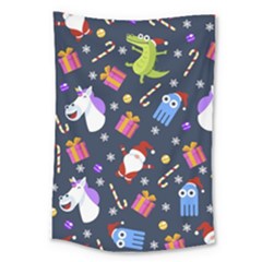 Colorful Funny Christmas Pattern Large Tapestry by Ket1n9