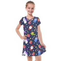 Colorful Funny Christmas Pattern Kids  Cross Web Dress by Ket1n9