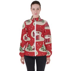 Christmas New Year Seamless Pattern Women s High Neck Windbreaker by Ket1n9