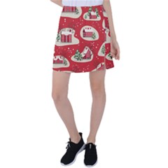 Christmas New Year Seamless Pattern Tennis Skirt by Ket1n9