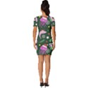 Dinosaur Colorful Funny Christmas Pattern Fitted Knot Split End Bodycon Dress View4