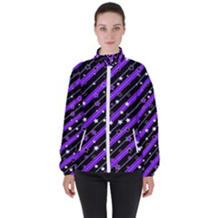 Christmas Paper Star Texture Women s High Neck Windbreaker by Ket1n9