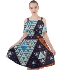 Fractal Triangle Geometric Abstract Pattern Cut Out Shoulders Dress by Cemarart