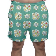 Retro 1960s Flowers Pattern 2 Men s Shorts by violetheavensky