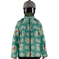 Retro 1960s Flowers Pattern 2 Men s Zip Ski And Snowboard Waterproof Breathable Jacket by violetheavensky