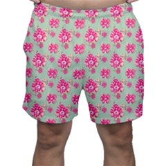 Retro 1880s Flowers Pattern 11 Men s Shorts by violetheavensky