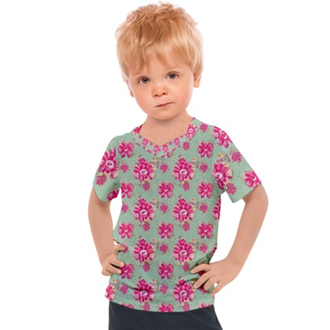 Retro 1880s Flowers Pattern 11 Kids  Sports T-shirt by violetheavensky