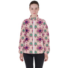 Retro 1880s Flowers Pattern 10 Women s High Neck Windbreaker by violetheavensky