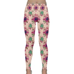 Retro 1880s Flowers Pattern 10 Lightweight Velour Classic Yoga Leggings by violetheavensky