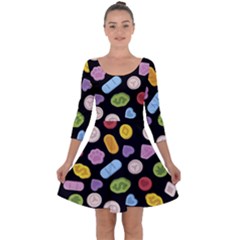 Ecstasy Pills Pattern Quarter Sleeve Skater Dress by Valentinaart