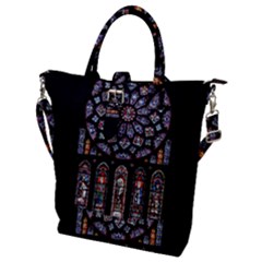 Chartres Cathedral Notre Dame De Paris Stained Glass Buckle Top Tote Bag by Grandong