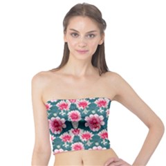 Retro 1880s Flowers Pattern 22 Tube Top by violetheavensky