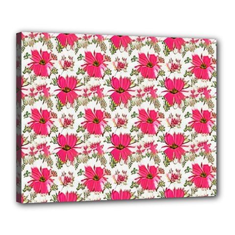 Retro 1880s Flowers Pattern 14 Canvas 20  X 16  (stretched) by violetheavensky