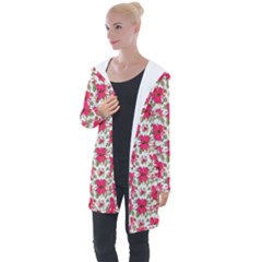 Retro 1880s Flowers Pattern 14 Longline Hooded Cardigan by violetheavensky