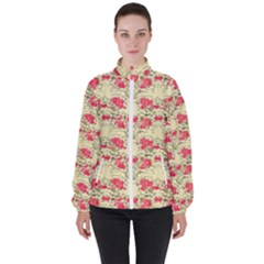 Retro 1880s Flowers Pattern 18 Women s High Neck Windbreaker by violetheavensky