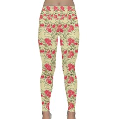 Retro 1880s Flowers Pattern 18 Lightweight Velour Classic Yoga Leggings by violetheavensky