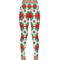 Retro 1880s Flowers Pattern 13 Lightweight Velour Classic Yoga Leggings by violetheavensky