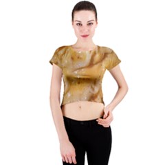 Homemade Flan Extreme Close-up Texture Crew Neck Crop Top by dflcprintsclothing