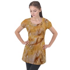 Homemade Flan Extreme Close-up Texture Puff Sleeve Tunic Top by dflcprintsclothing