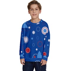 Christmas Pattern Tree Design Kids  Crewneck Sweatshirt by Paksenen