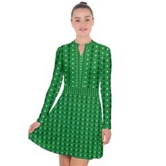 Green Christmas Tree Pattern Background Long Sleeve Panel Dress by Paksenen