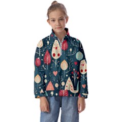 Christmas Tree Pattern Kids  Half Zip Hoodie by Paksenen