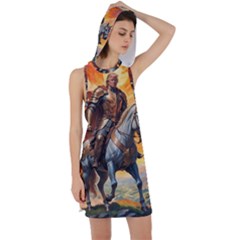 Heroic Trump Warrior In Golden Armor Racer Back Hoodie Dress by AwesomeSauce