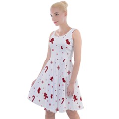 Christmas Xmas Holiday Pattern Background Knee Length Skater Dress by Paksenen