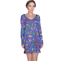 Grateful Dead Dancing Bears Pattern Long Sleeve Nightdress by Salmanaz77