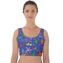 Grateful Dead Dancing Bears Pattern Velvet Crop Top by Salmanaz77