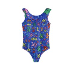 Grateful Dead Dancing Bears Pattern Kids  Frill Swimsuit by Salmanaz77